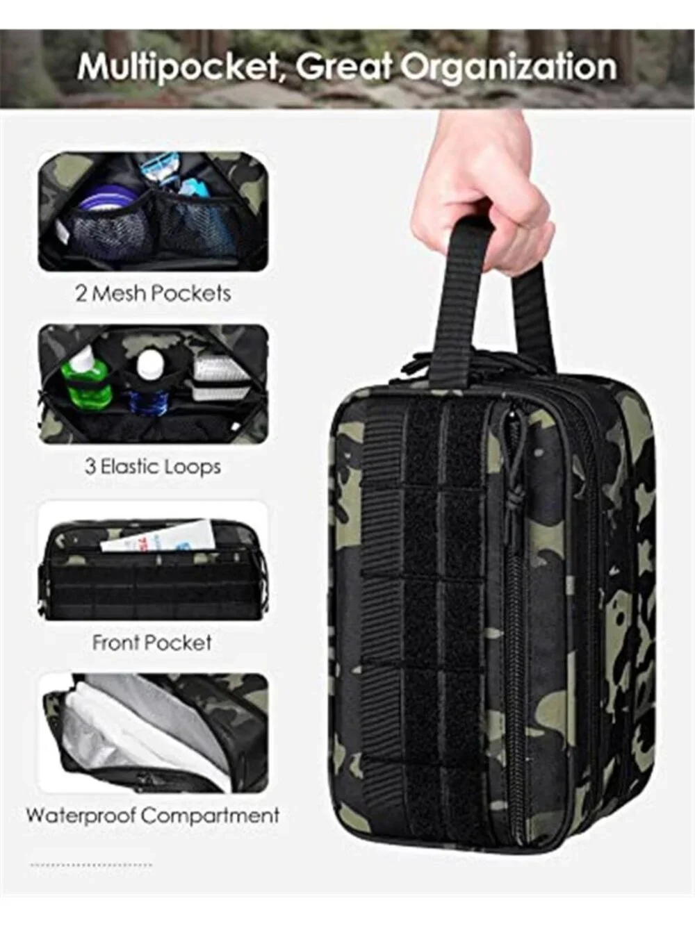 Mens Toiletry Bag Tactical Travel Dopp Kit Shaving Bag Water Resistant Organizer